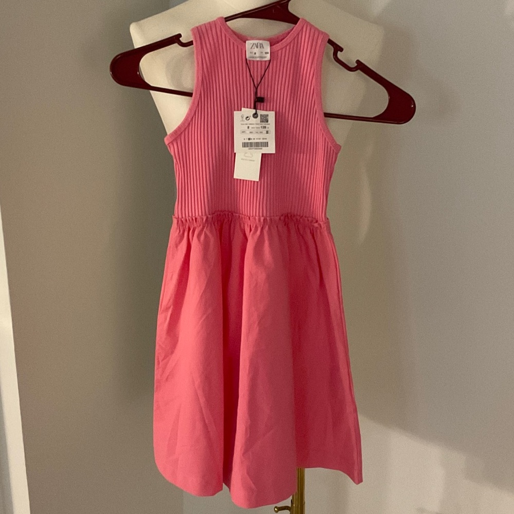 NWT Zara Vibrant Pink Kids Casual Dress sz 8